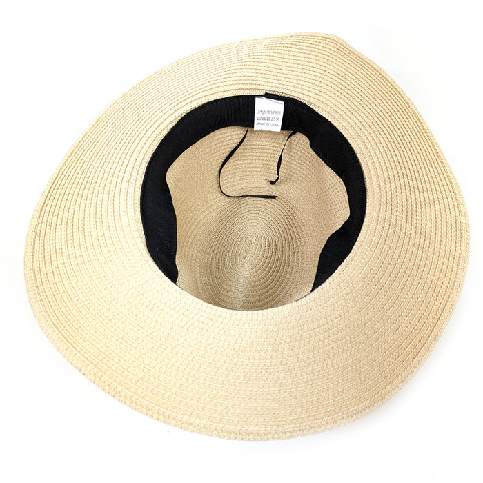 Folding Travel Panama Sun Hat with a Tropical Ribbon (57cm)