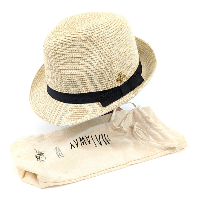 Folding Travel Trilby Sun Hat with a Bee Design (57cm)