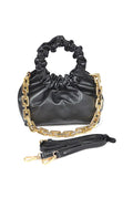 Foxy - Top Circle Handle Pleated Chain Detail Clutch Purse