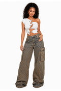 Future - Single Short Sleeve Zig Zag Front Cut Out Crop Top