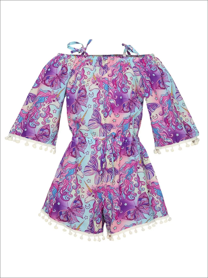 Toddler Spring Clothes | Girls Floral Tassel Hem Drawstring Romper