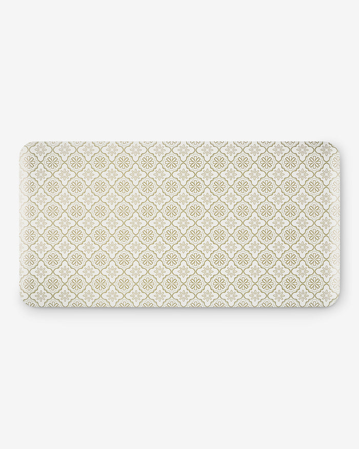 Geometric Floral Kitchen Mat in Natural