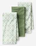 Geometric Floral Kitchen Towel Set in Seafoam