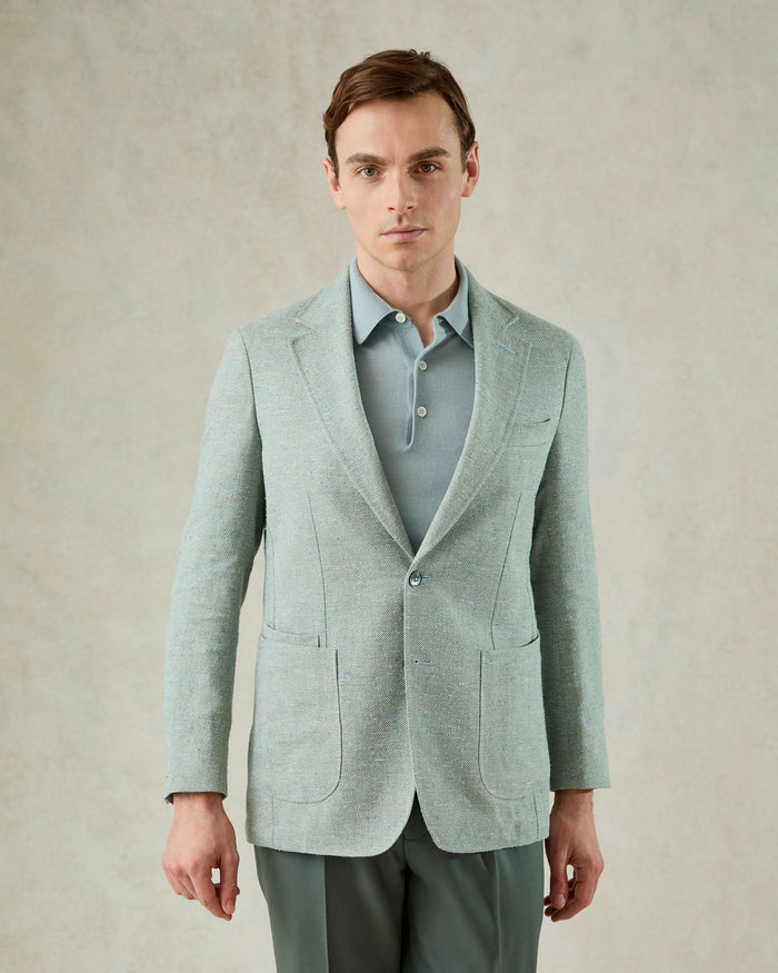 Gilbert Cotton Silk Linen Viscose Blend Blazer Mint