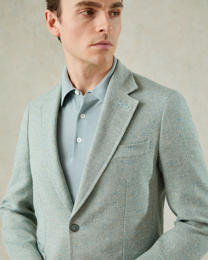 Gilbert Cotton Silk Linen Viscose Blend Blazer Mint