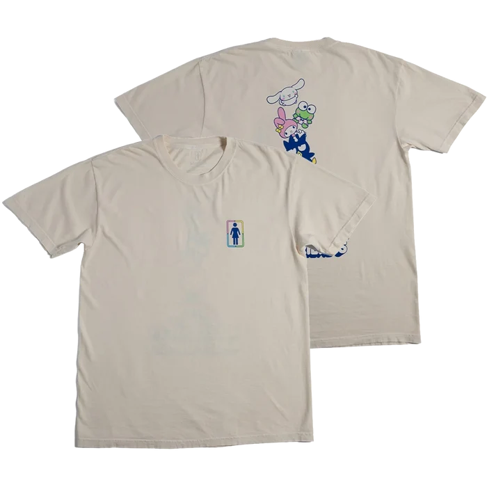 Girl X Hello Kitty Rainbow Stacked T-Shirt cream pure boardshop