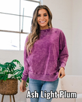 Girlfriend Crewneck Sweatshirt - Ash Light Plum Zenana Small