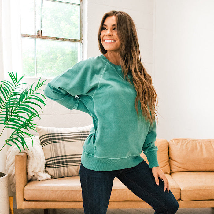 Girlfriend Crewneck Sweatshirt - Dark Green  Zenana