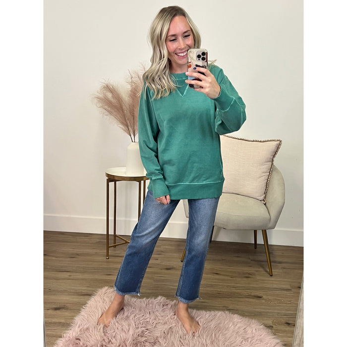 Girlfriend Crewneck Sweatshirt - Dark Green  Zenana