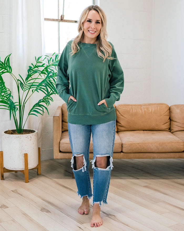 Girlfriend Crewneck Sweatshirt - Hunter Green  Zenana