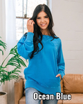 Girlfriend Crewneck Sweatshirt - Ocean Blue SALE Zenana Small
