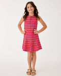 Girls Mini Enya Dress - Cranberry Red Fiesta Boucle