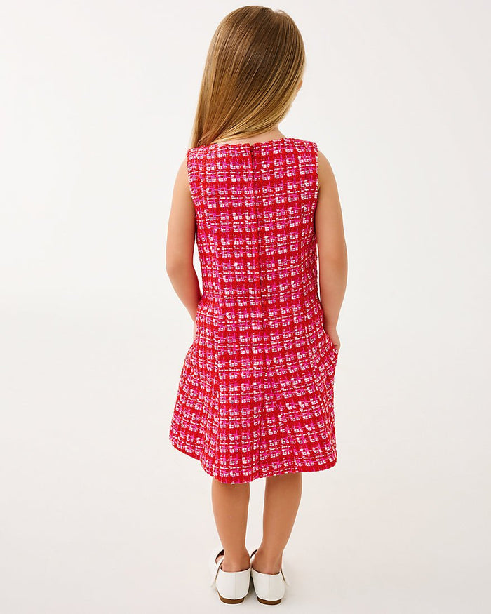 Girls Mini Enya Dress - Cranberry Red Fiesta Boucle