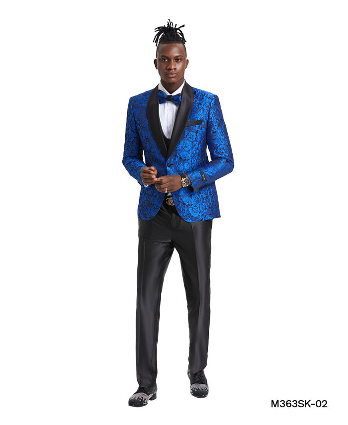 Gold / Black Shawl Collar Paisley Mens-suit - Giorgio's Menswear