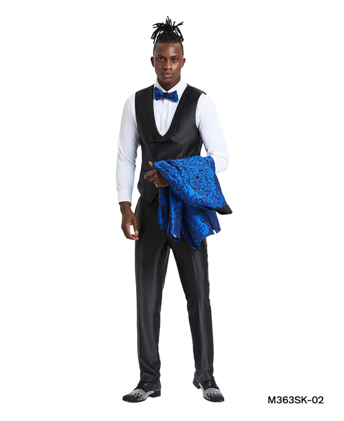 Gold / Black Shawl Collar Paisley Mens-suit - Giorgio's Menswear