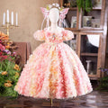 Gorgeous Flower-adorned Flower Girl Dress With Headdress Green J289
