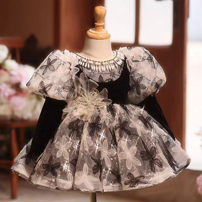 Gorgeous O-Neck Applique Flower Girl Dress Long Sleeves J814