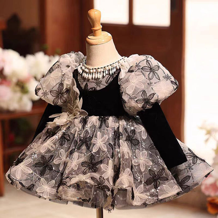 Gorgeous O-Neck Applique Flower Girl Dress Long Sleeves J814