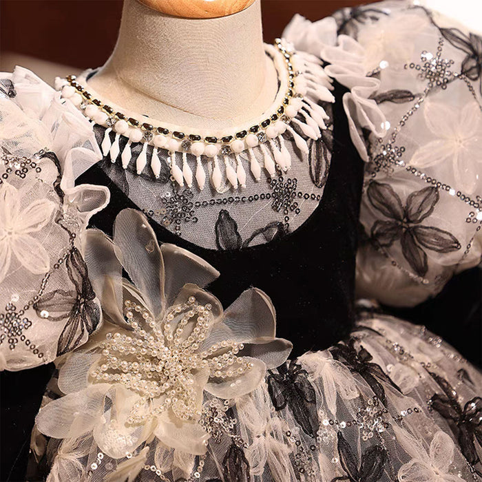 Gorgeous O-Neck Applique Flower Girl Dress Long Sleeves J814