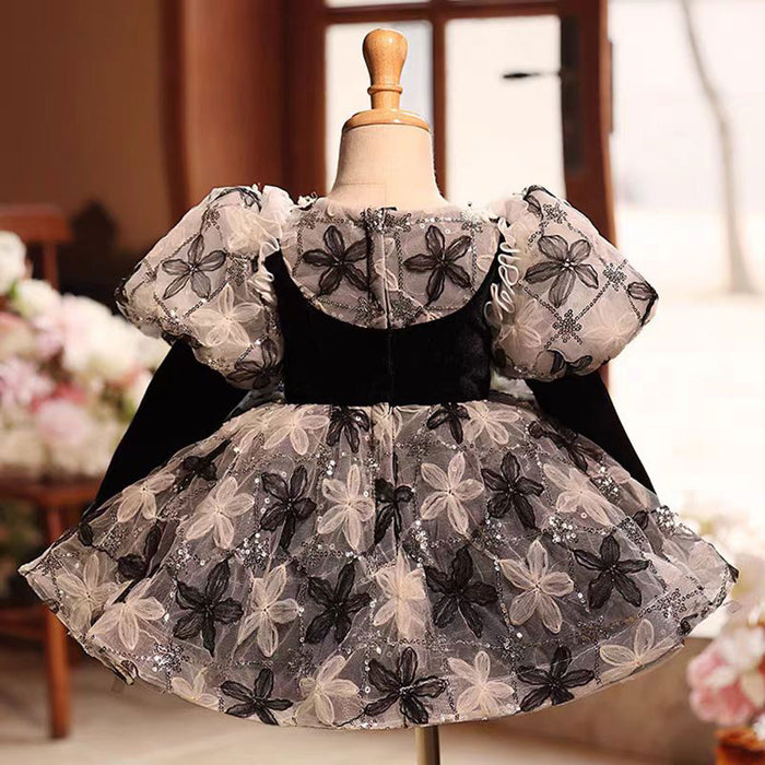Gorgeous O-Neck Applique Flower Girl Dress Long Sleeves J814