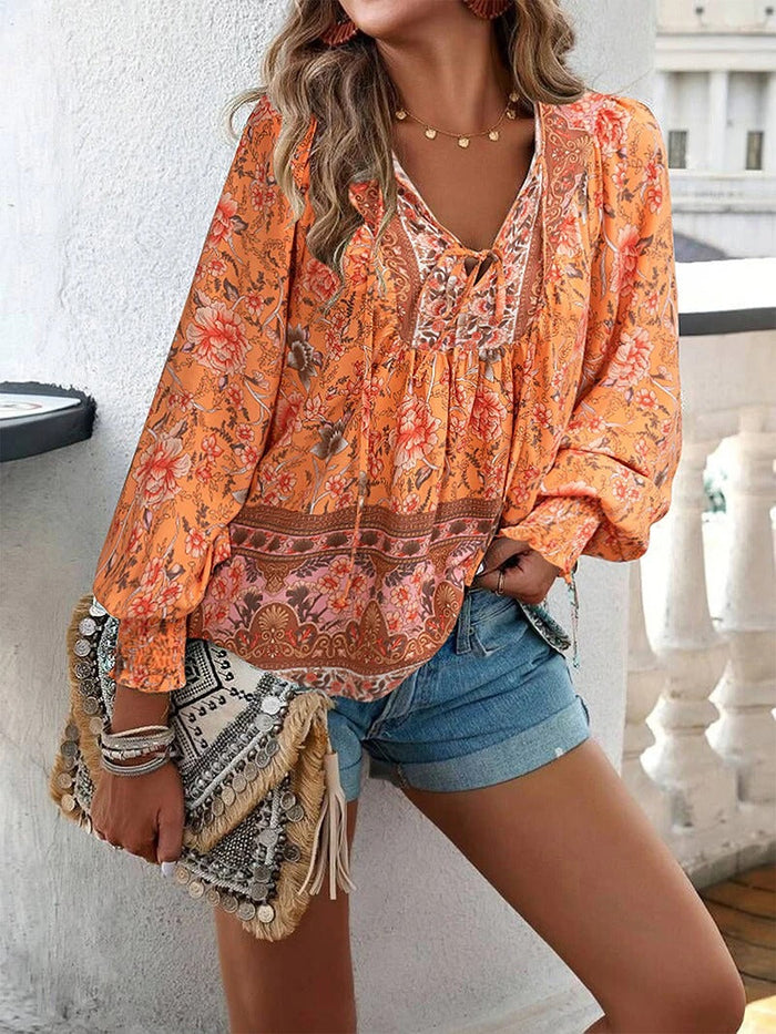 Grace | Floral Top  Orange
