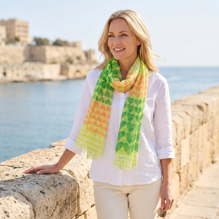 Gradient Heart Scarf - Lemon Grass (50x180cm)