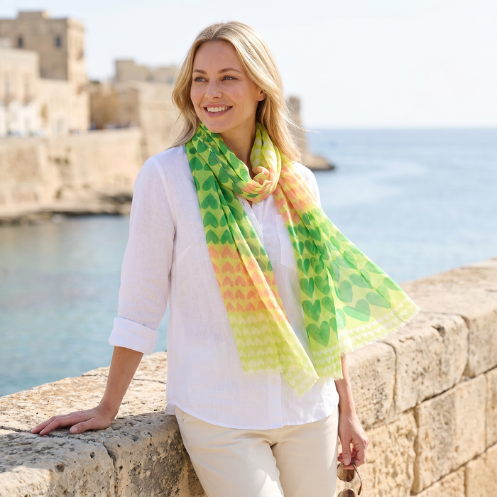 Gradient Heart Scarf - Lemon Grass (50x180cm)