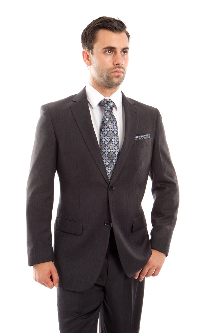 Gray Solid 2-PC Regular Modern Fit Suits For Men - Giorgio's Menswear