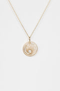 Grey Diamond Rosecut & Diamond Moon Open Sun Necklace - 14k Yellow Gold