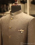 Grey Jacquard Jodhpuri Suit