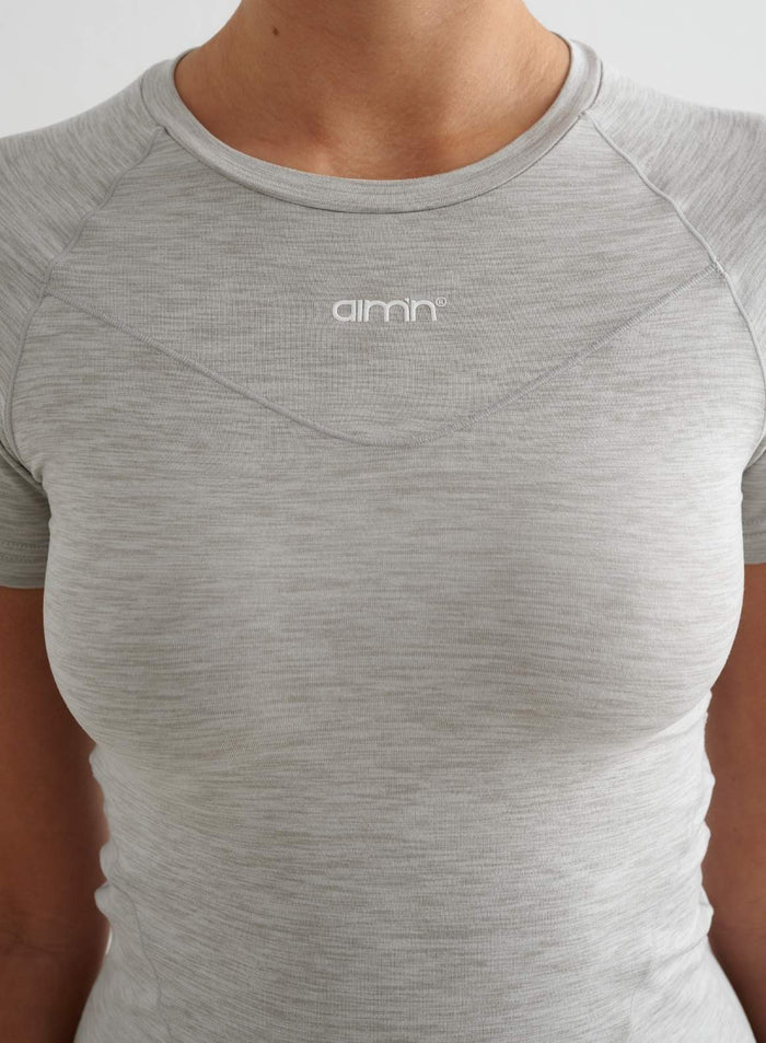 Grey Melange Soft Basic Short Sleeve