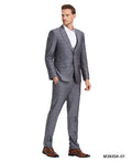Gunmetal Grey Winndow Plaid - Double Breast U-Shape Vest Mens-suit - Giorgio's Menswear