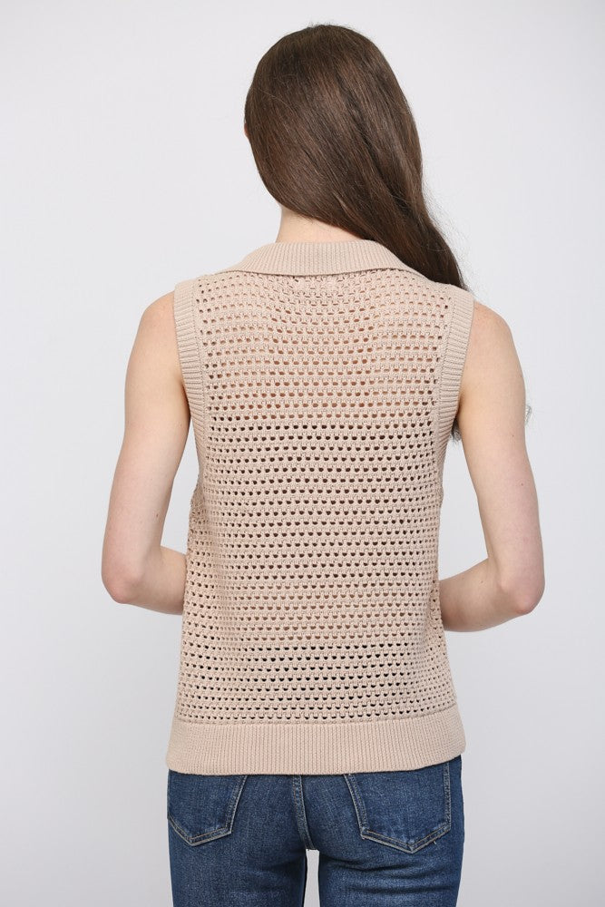 Half Zip Sleeveless Sweater