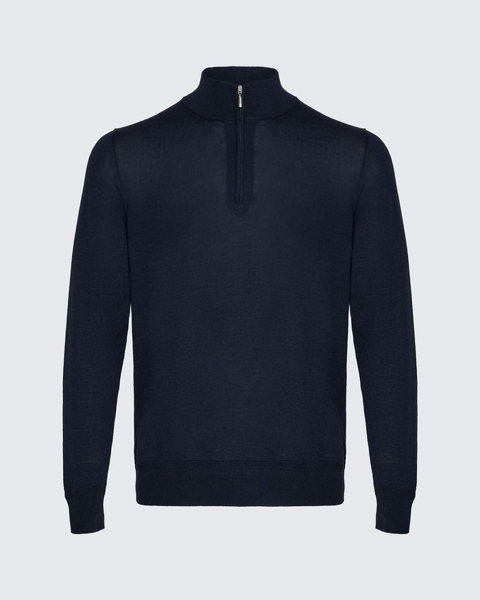 Hamilton Merino Wool Silk Cashmere Quarter Zip Jumper