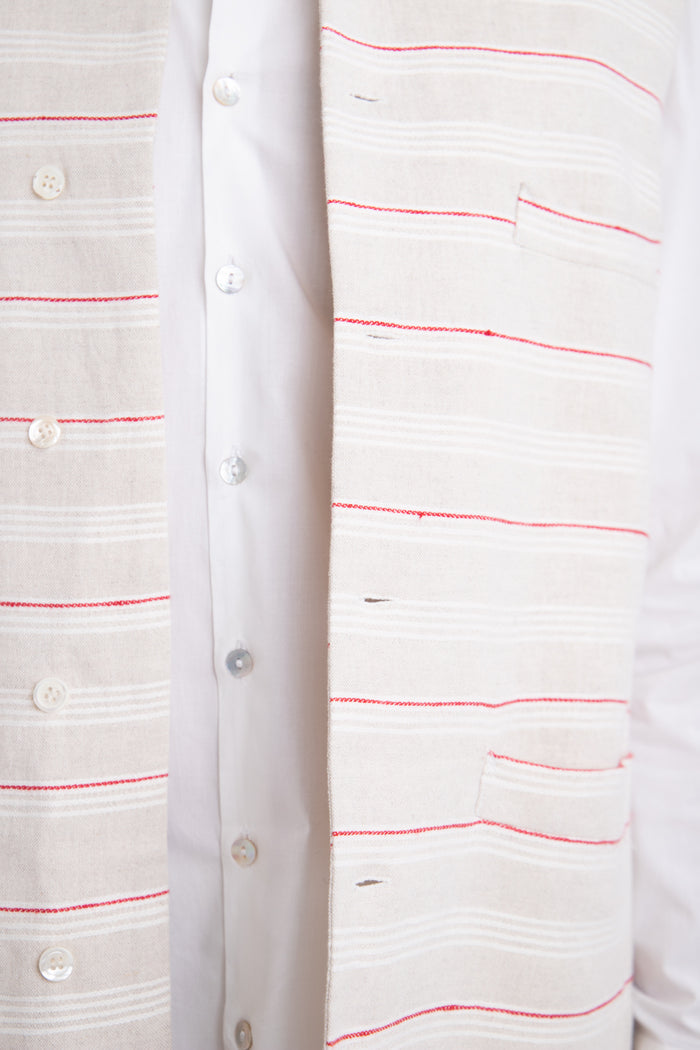 Hassan Linen Ecru Gilet