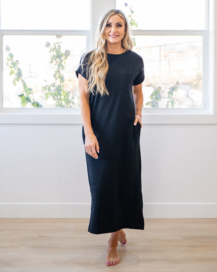 Haven Pocket Midi Dress - Color Options Available! Zenana Black