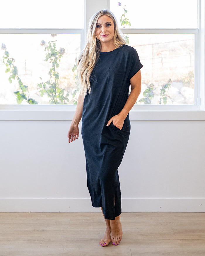 Haven Pocket Midi Dress - Black FINAL SALE Zenana