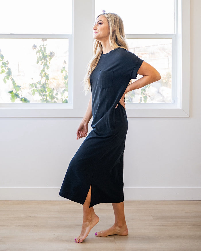 Haven Pocket Midi Dress - Black FINAL SALE Zenana