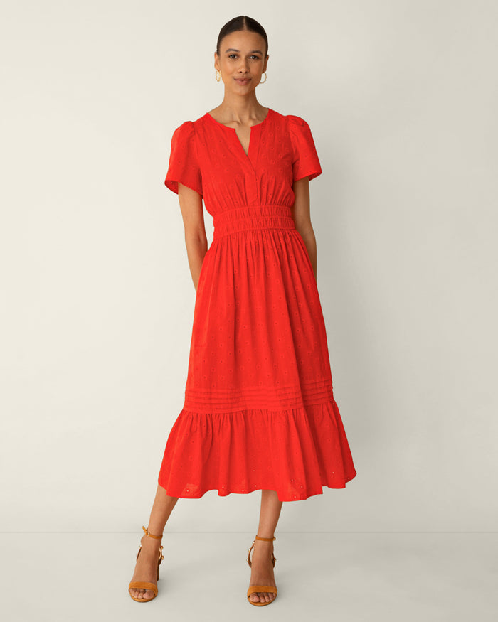 Hollie Midi Dress in Embroidered Flower