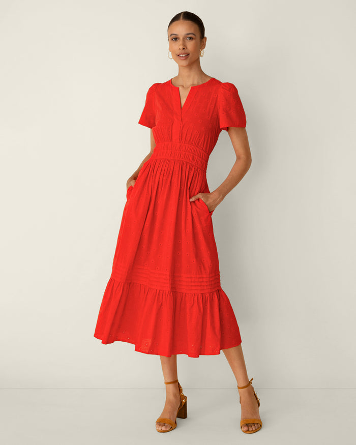 Hollie Midi Dress in Embroidered Flower