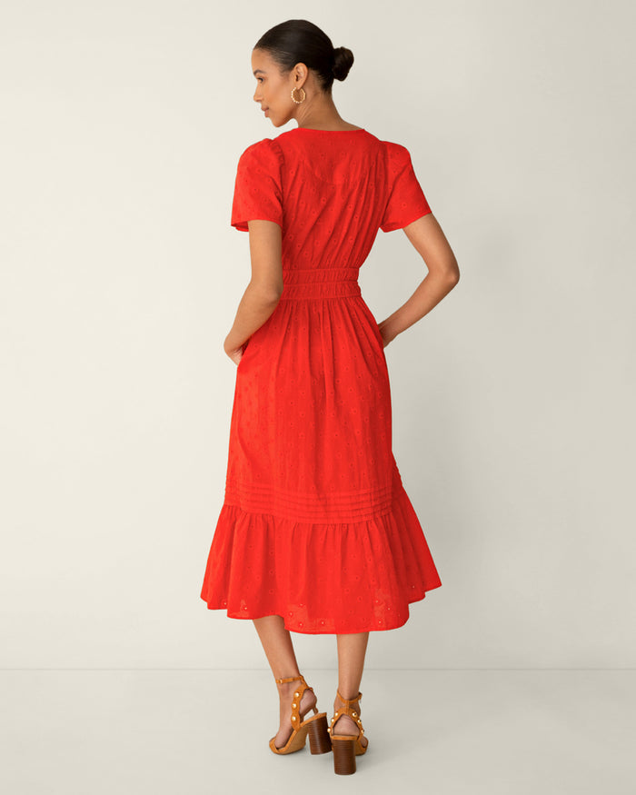 Hollie Midi Dress in Embroidered Flower
