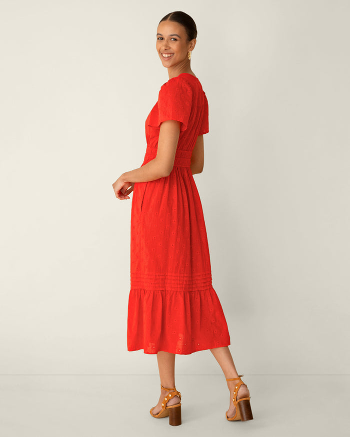 Hollie Midi Dress in Embroidered Flower