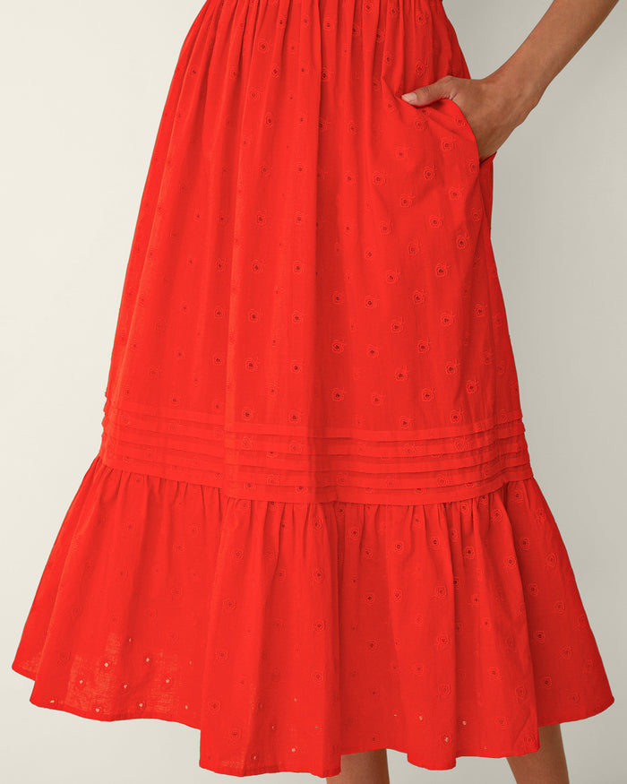 Hollie Midi Dress in Embroidered Flower