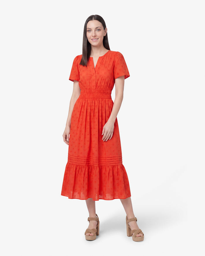 Hollie Midi Dress in Embroidered Flower