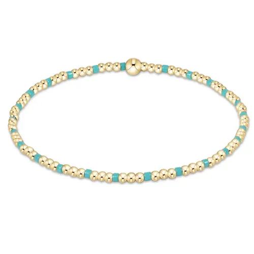 Hope Sincerity Pattern 2mm Bead Bracelet Turquoise
