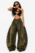 I Do This - Oversized Cargo Asymmetric Waist Balloon Fit Denim Jeans