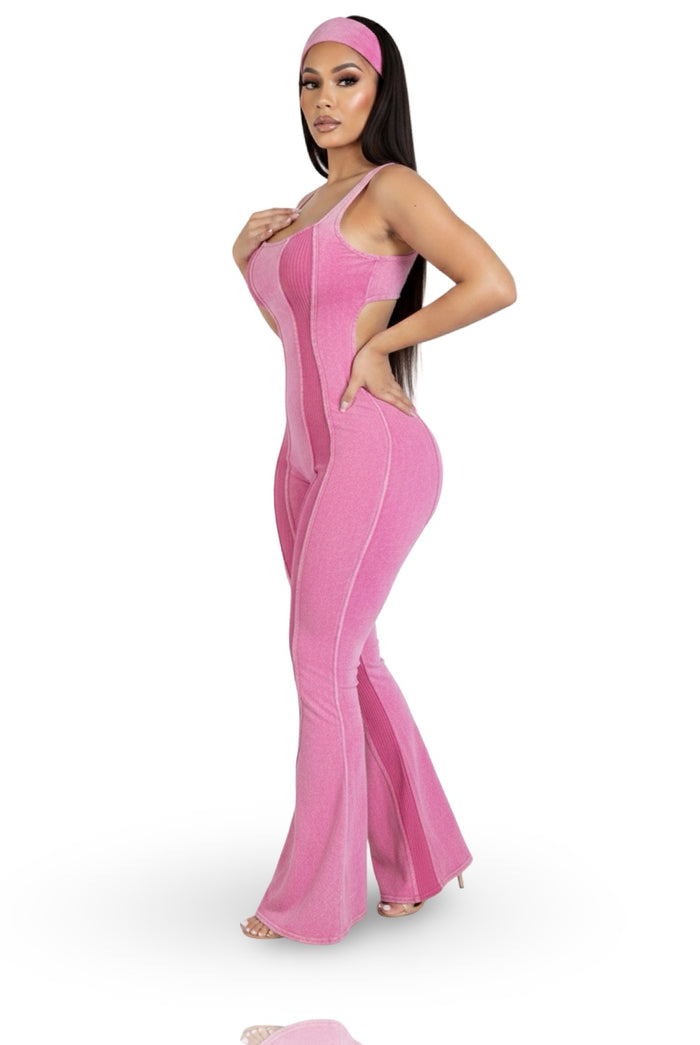Im Somebody You Should Know - Tank Burn Out Fabric Flare Jumpsuit