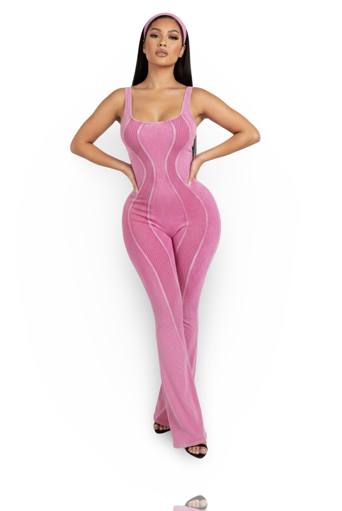 Im Somebody You Should Know - Tank Burn Out Fabric Flare Jumpsuit
