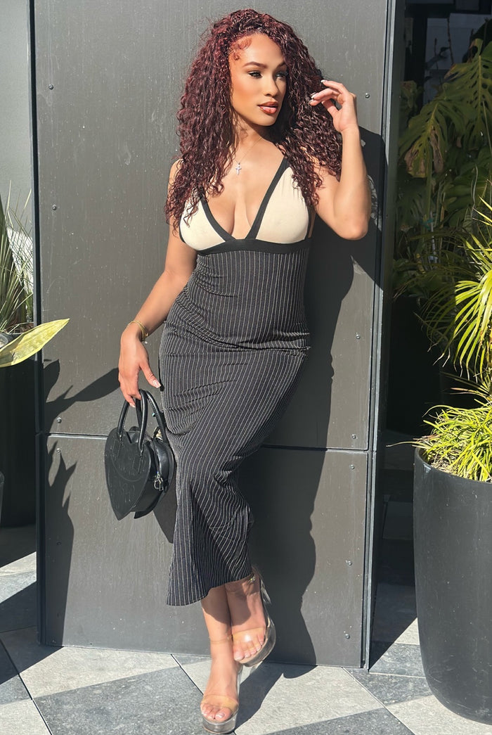 Im What You Need - Sleeveless Color Block Maxi Dress