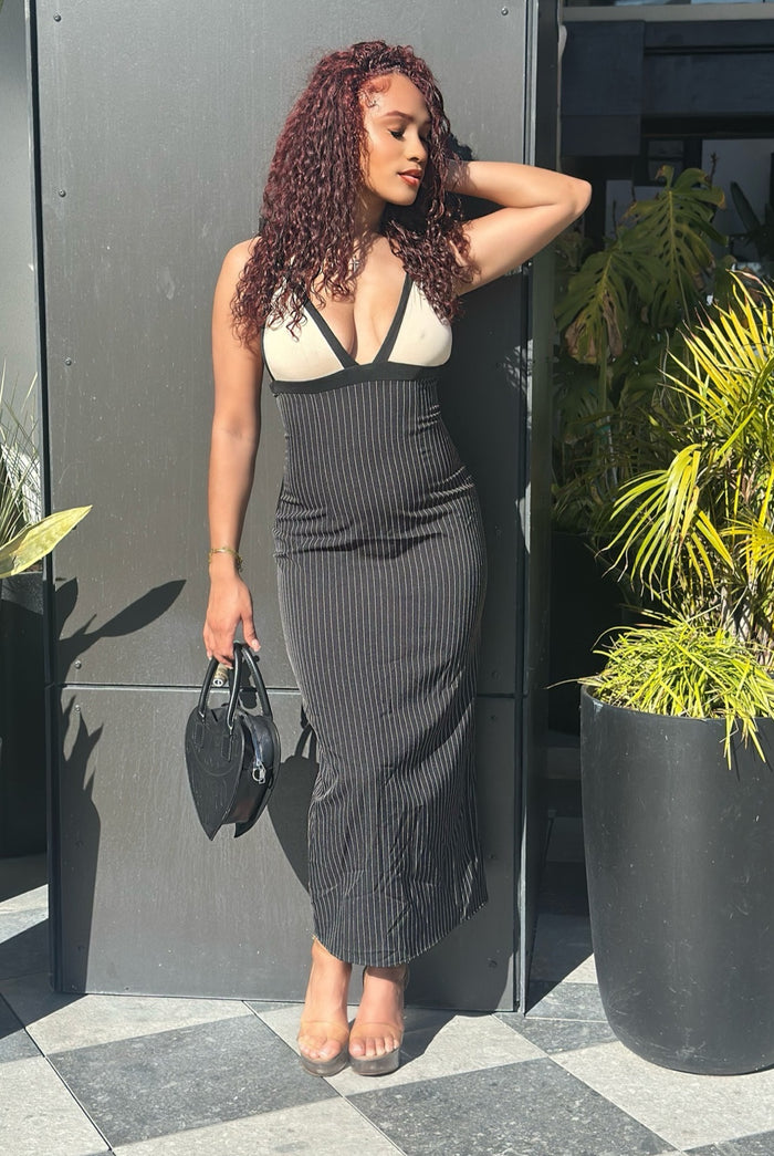 Im What You Need - Sleeveless Color Block Maxi Dress